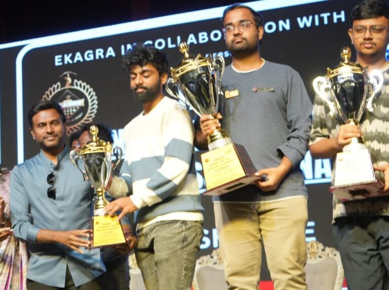 The prize distribution function of Ekagra International Open Rapid Chess Tournament held at Hitex Exhbition centre