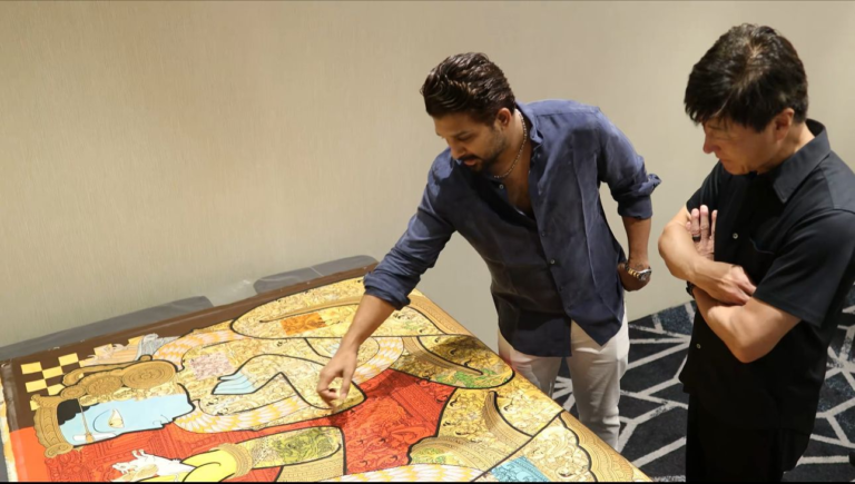 Icon Star Allu Arjun Celebrates Ramayana Heritage, Gifts Sita Ram Kalyanam Painting to Geek Pictures CEO Tomatsu Kosano