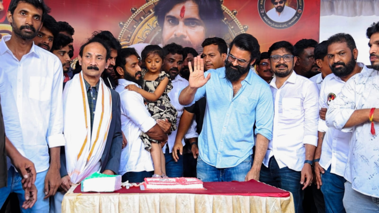 Hero Sai Durgha Tej Attends Pawan Kalyan’s Birthday Celebrations in Kukatpally